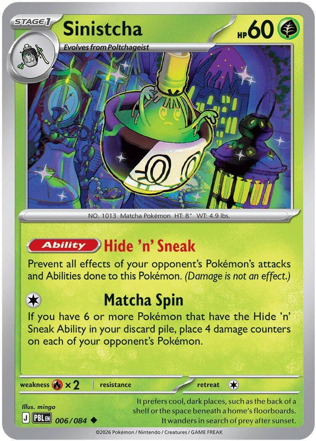Sinistcha 006/084 Reverse Holo Pitch Black Pokemon Card
