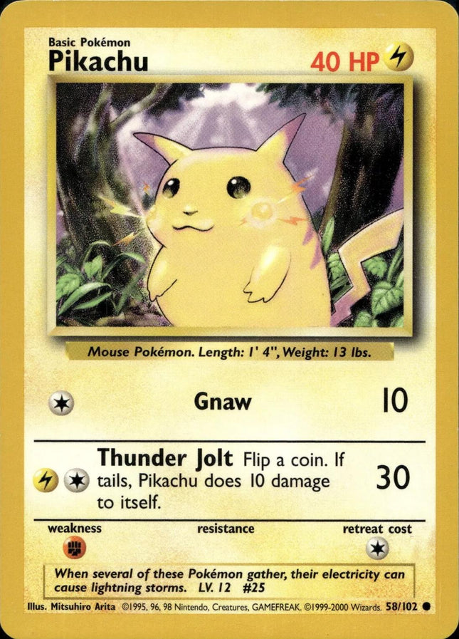 Pikachu 58/102 Common Base Set 4th Print 1999–2000 Pokemon Card