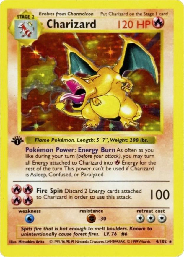 Charizard 4/102 Holo Rare Base Set 1st Edition Pokemon Card