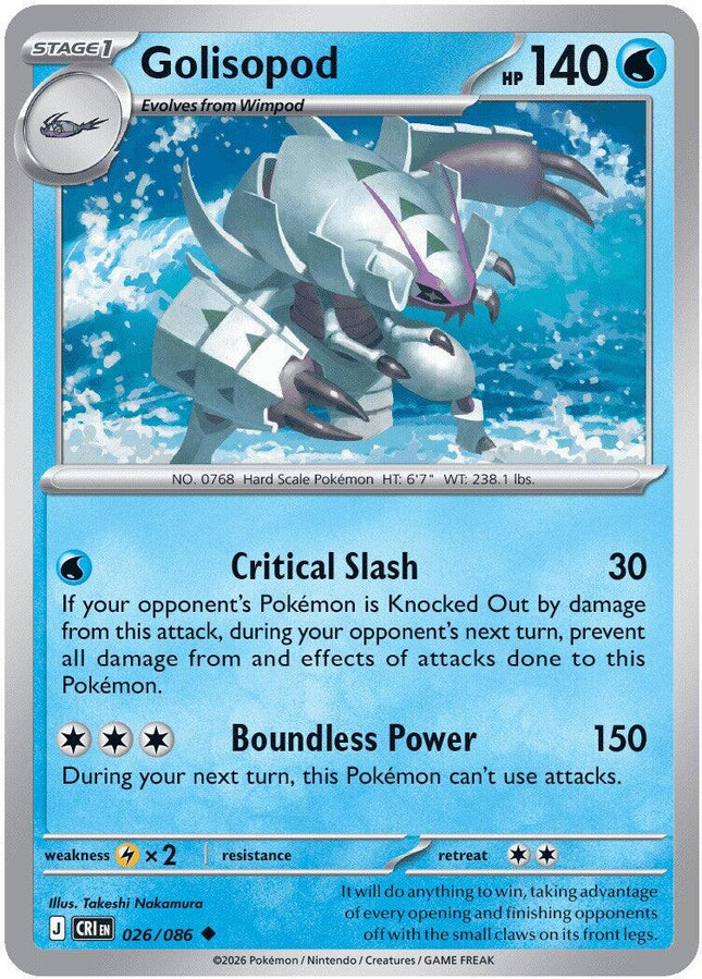 Golisopod 026/086 Reverse Holo Chaos Rising Pokemon Card