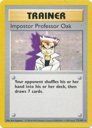 Impostor Professor Oak 73/102 Rare Base Set Shadowless Pokemon Card