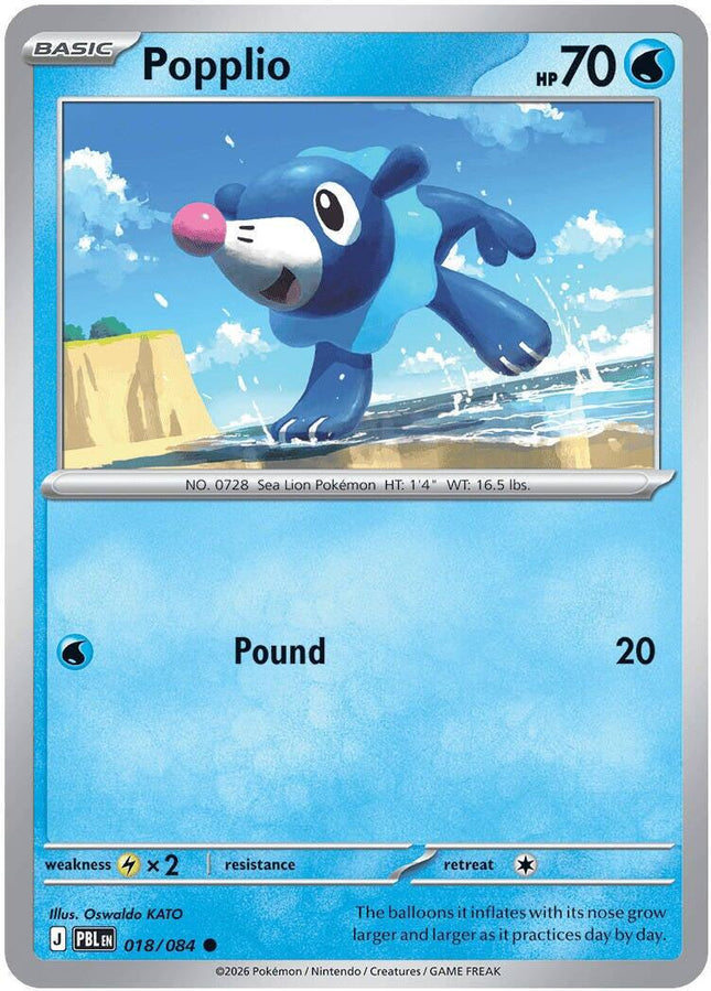 Popplio 018/084 Reverse Holo Pitch Black Pokemon Card