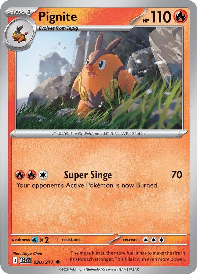Pignite 030/217 Friend Ball Reverse Holo Ascended Heroes Pokemon Card