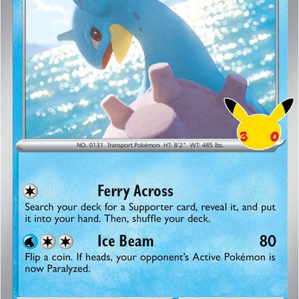 Lapras 017/128 Anniversary Holo 30th Celebration Pokemon Card