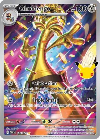 Gholdengo 142/128 Illustration Rare 30th Celebration Pokemon Card