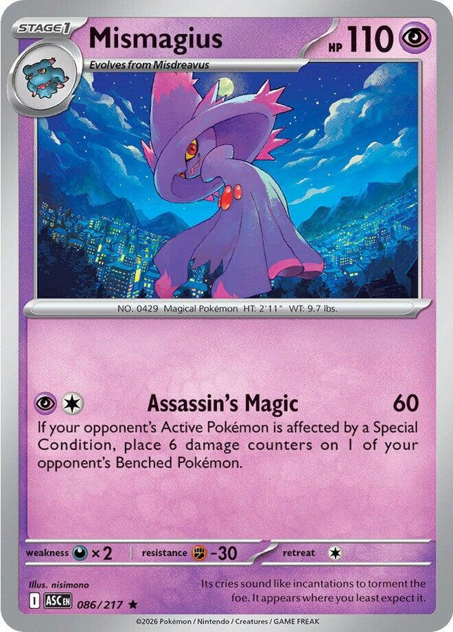 Mismagius 086/217 Dusk Ball Reverse Holo Ascended Heroes Pokemon Card