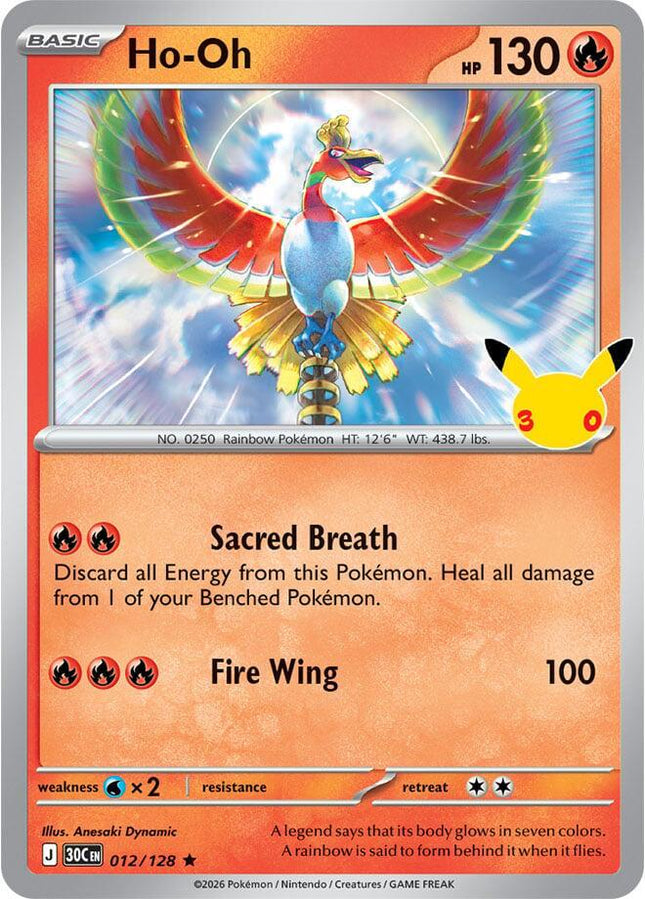 Ho-Oh 012/128 Anniversary Holo 30th Celebration Pokemon Card