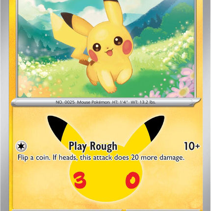 Pikachu 047/128 Pikachu 25/30 Anniversary Holo 30th Celebration Pokemon Card