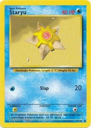 Staryu 65/102 Common Base Set Unlimited Pokemon Card