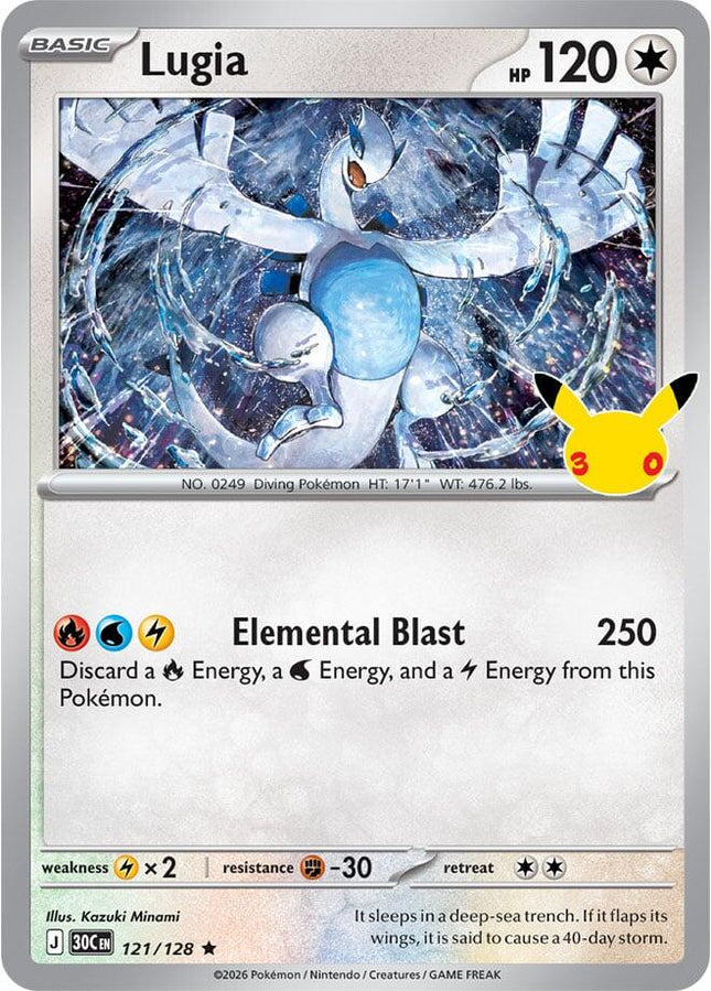 Lugia 121/128 Anniversary Holo 30th Celebration Pokemon Card