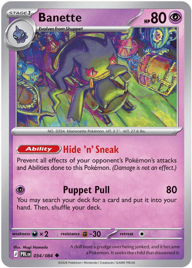 Banette 034/084 Reverse Holo Pitch Black Pokemon Card