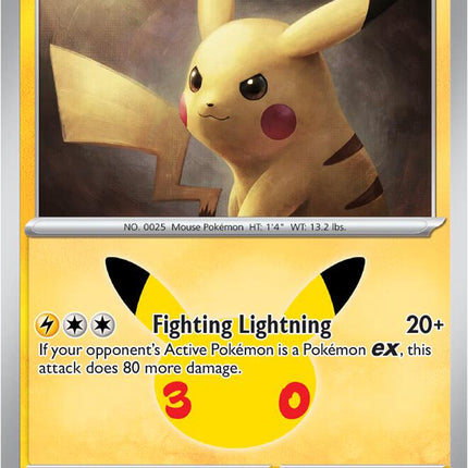 Pikachu 049/128 Pikachu 27/30 Anniversary Holo 30th Celebration Pokemon Card