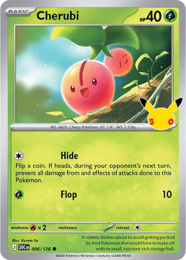 Cherubi 006/128 Anniversary Holo 30th Celebration Pokemon Card
