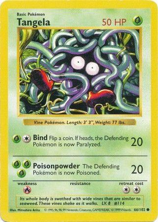 Tangela 66/102 Common Base Set Shadowless Pokemon Card