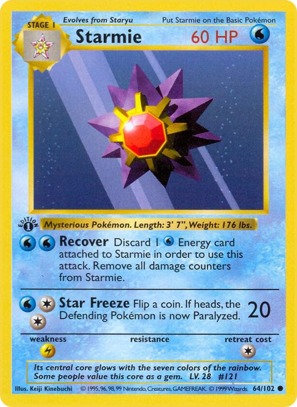 Starmie 64/102 Common Base Set 1st Edition Pokemon Card