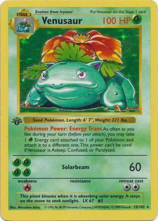 Venusaur 15/102 Holo Rare Base Set 1st Edition Pokemon Card