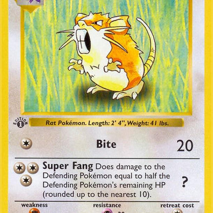 Raticate 40/102 Uncommon Base Set 1st Edition Pokemon Card