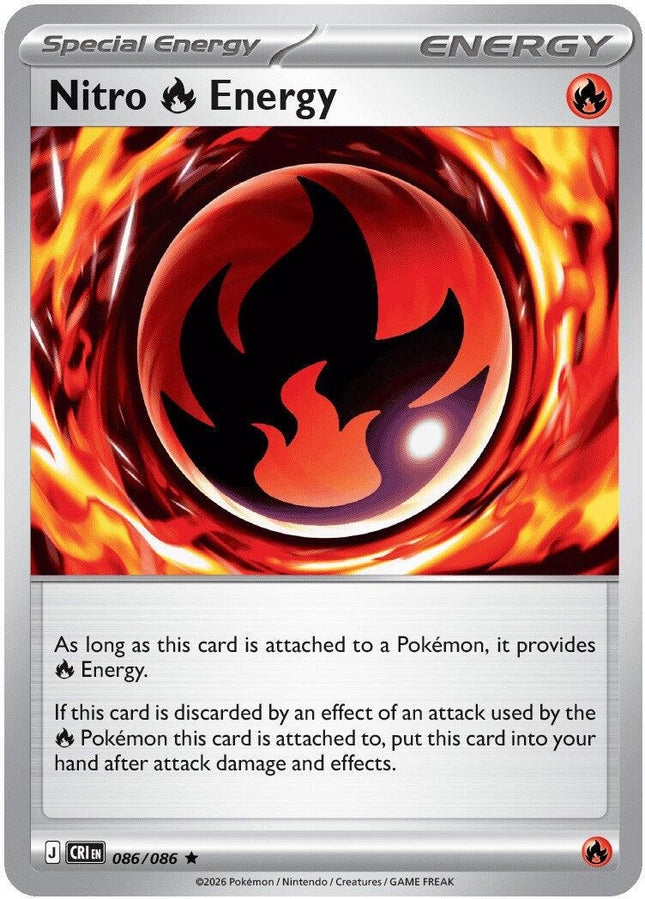 Nitro Fire Energy 086/086 Reverse Holo Chaos Rising Pokemon Card