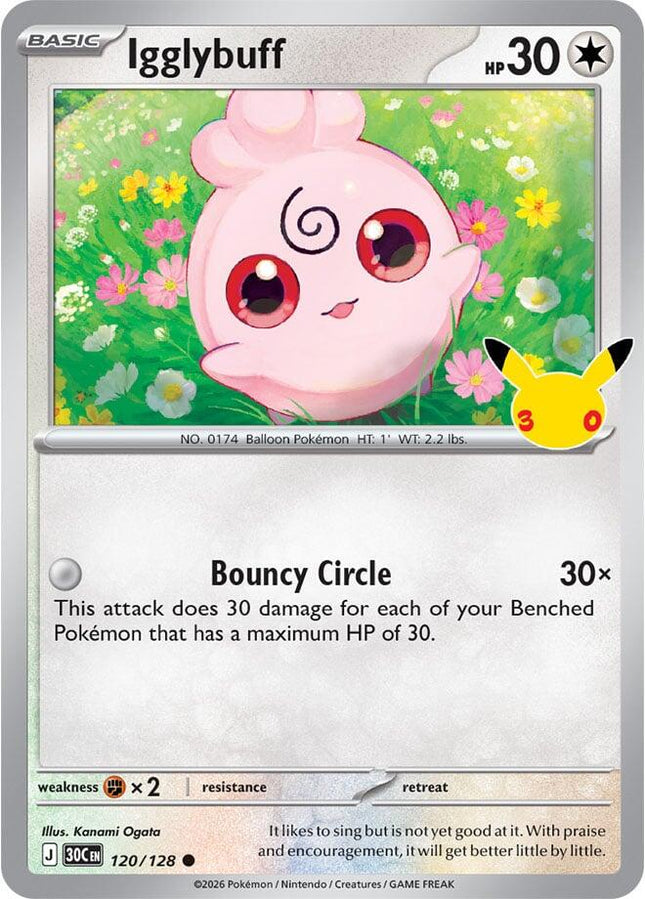 Igglybuff 120/128 Anniversary Holo 30th Celebration Pokemon Card