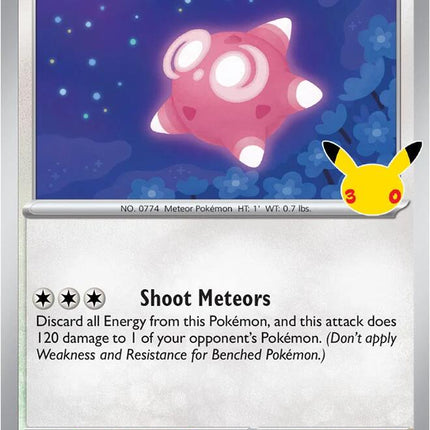 Minior 124/128 Anniversary Holo 30th Celebration Pokemon Card