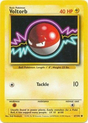 Voltorb 67/102 Common Base Set Unlimited Pokemon Card