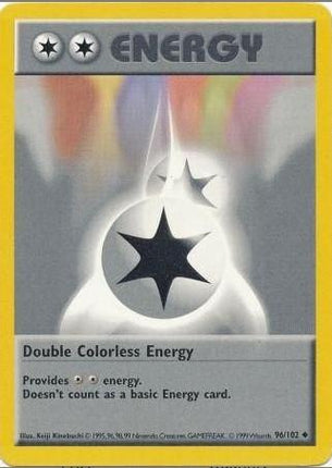 Double Colorless Energy 96/102 Uncommon Base Set Shadowless Pokemon Card