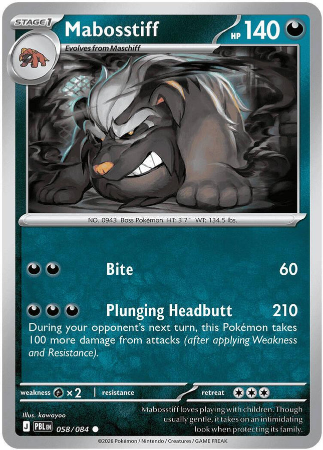Mabosstiff 058/084 Reverse Holo Pitch Black Pokemon Card
