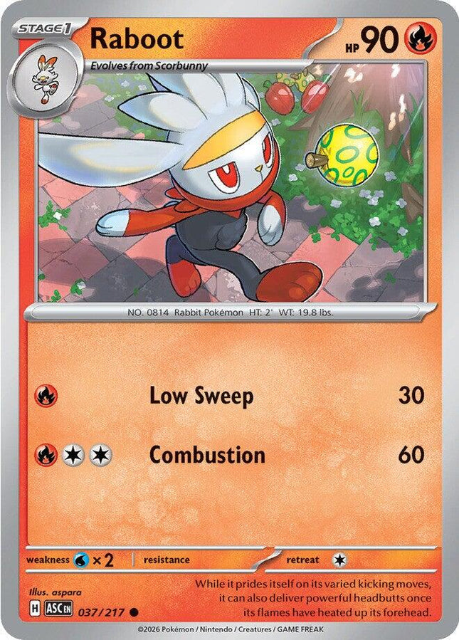 Raboot 037/217 Energy Pattern Reverse Holo Ascended Heroes Pokemon Card