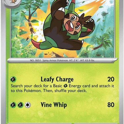 Quilladin 006/086 Reverse Holo Chaos Rising Pokemon Card