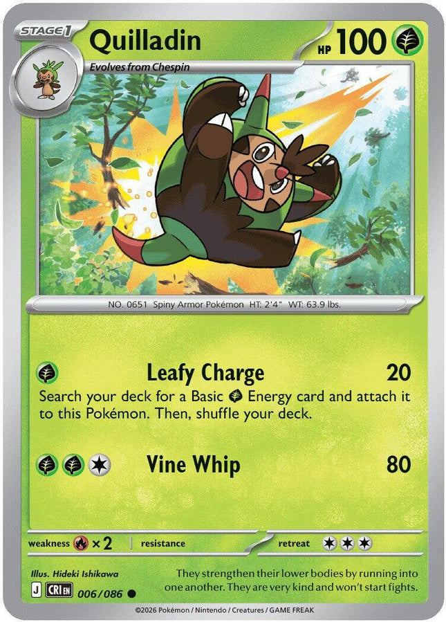 Quilladin 006/086 Reverse Holo Chaos Rising Pokemon Card