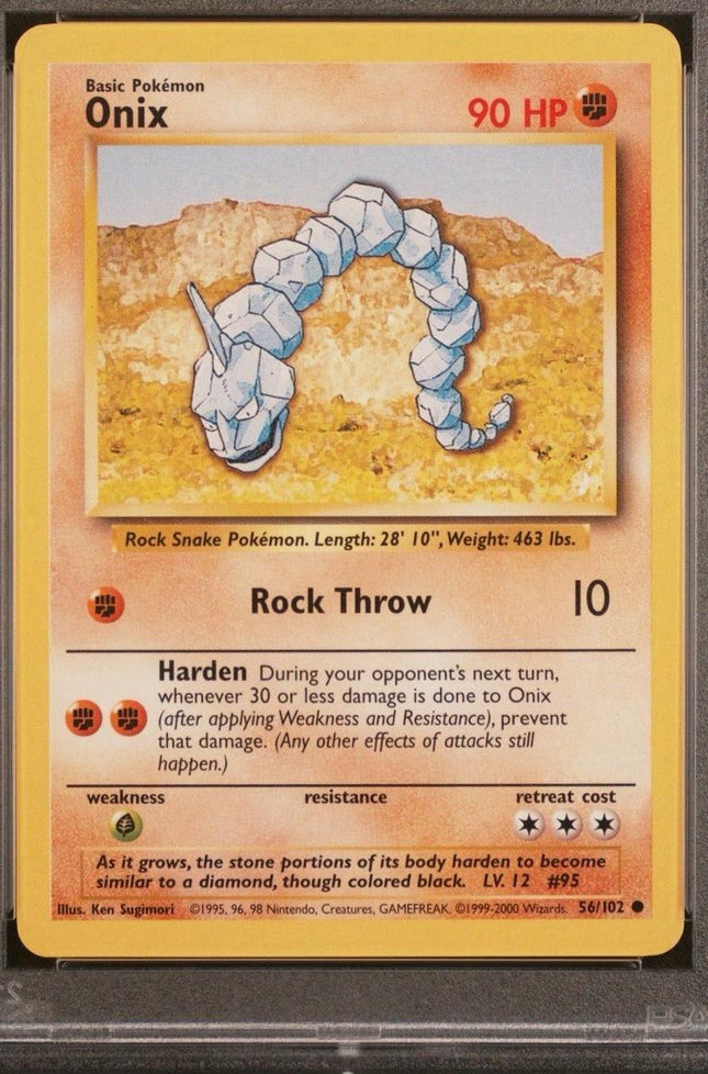 Onix 56/102 Common Base Set 4th Print 1999–2000 Pokemon Card