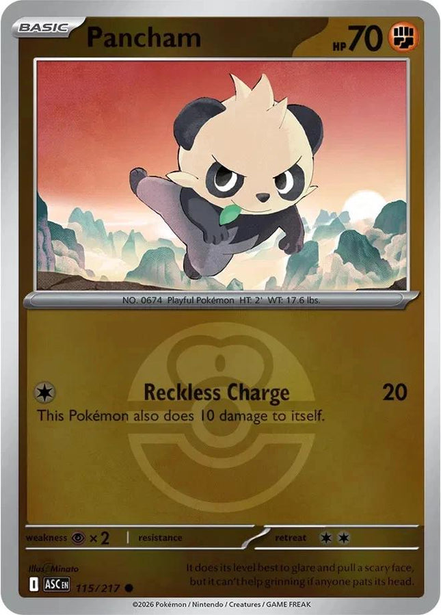 Pancham 115/217 Love Ball Reverse Holo Ascended Heroes Pokemon Card