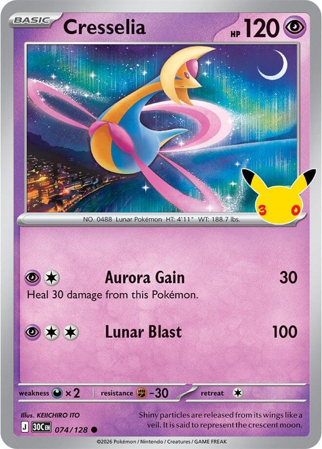 Cresselia 074/128 Anniversary Holo 30th Celebration Pokemon Card