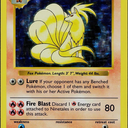 Ninetales 12/102 Holo Rare Base Set Shadowless Pokemon Card