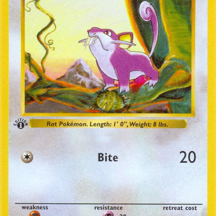 Rattata 61/102 Common Base Set 1st Edition Pokemon Card