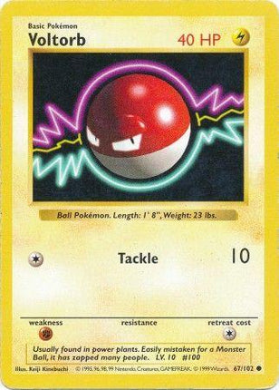 Voltorb 67/102 Common Base Set Shadowless Pokemon Card