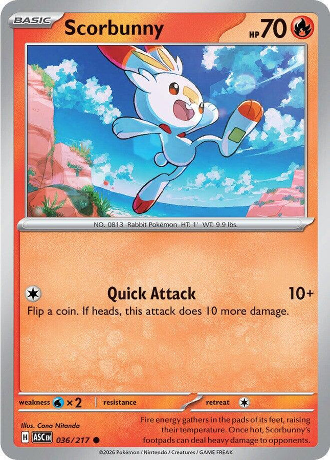 Scorbunny 036/217 Non-Holo Ascended Heroes Pokemon Card