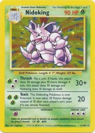 Nidoking 11/102 Holo Rare Base Set Unlimited Pokemon Card
