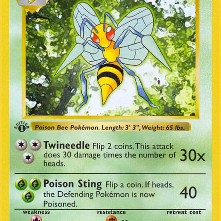 Beedrill 17/102 Rare Base Set 1st Edition Pokemon Card