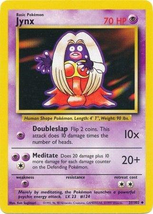 Jynx 31/102 Uncommon Base Set Unlimited Pokemon Card