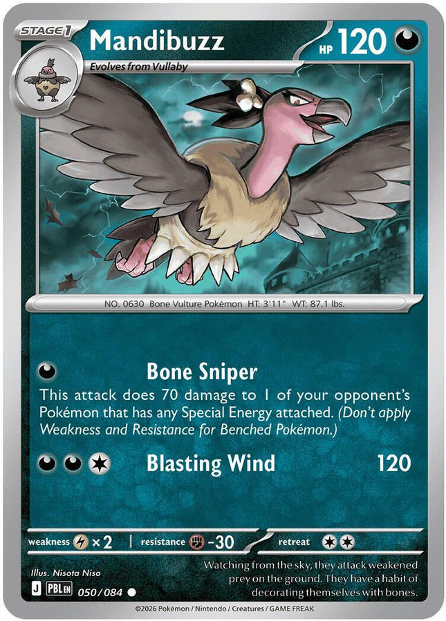 Mandibuzz 050/084 Reverse Holo Pitch Black Pokemon Card