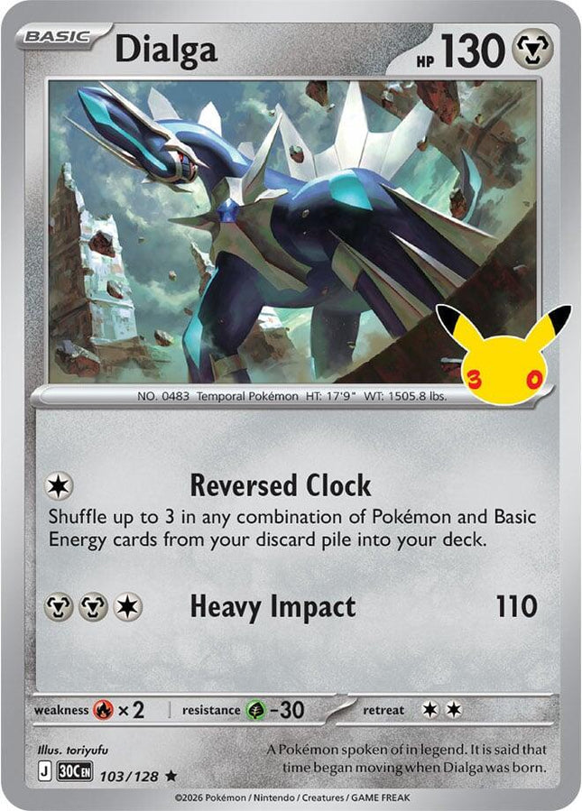 Dialga 103/128 Anniversary Holo 30th Celebration Pokemon Card