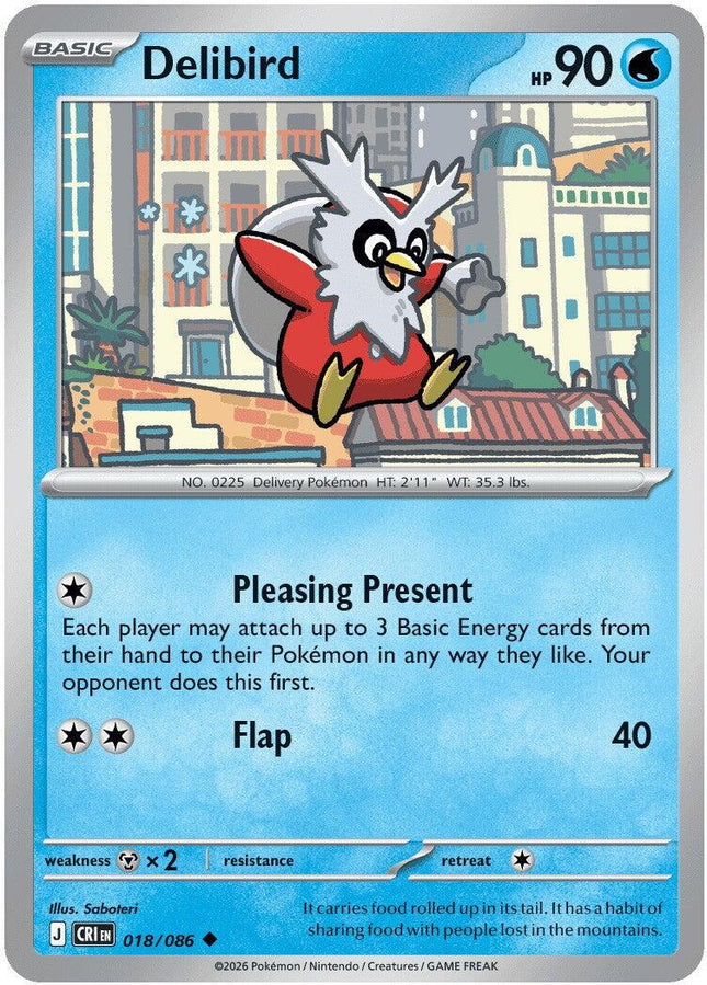 Delibird 018/086 Reverse Holo Chaos Rising Pokemon Card