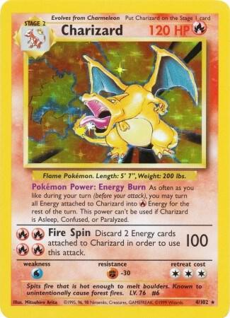 Charizard 4/102 Holo Rare Base Set Unlimited Pokemon Card