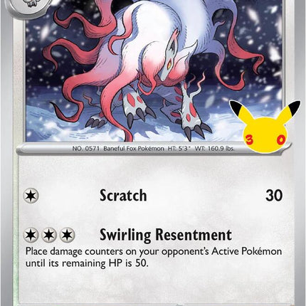 Hisuian Zoroark 123/128 Anniversary Holo 30th Celebration Pokemon Card