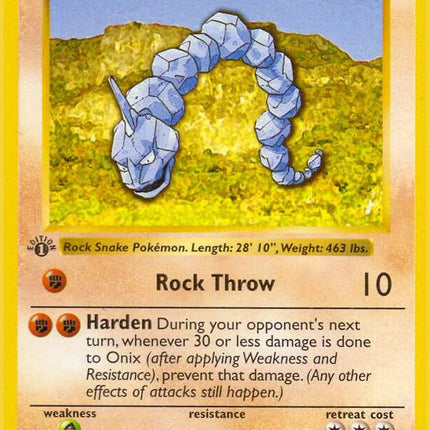 Onix 56/102 Common Base Set 1st Edition Pokemon Card