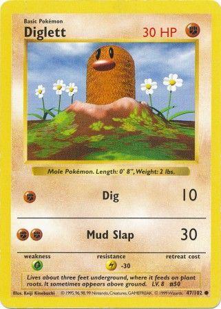 Diglett 47/102 Common Base Set Shadowless Pokemon Card