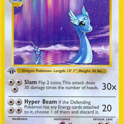Dragonair 18/102 Rare Base Set 1st Edition Pokemon Card