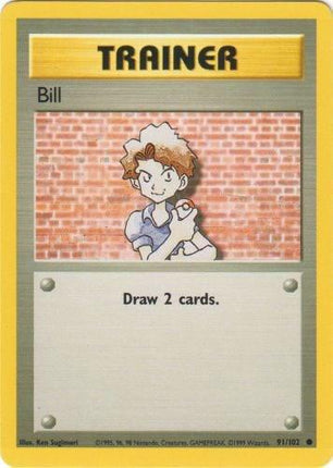 Bill 91/102 Common Base Set Unlimited Pokemon Card