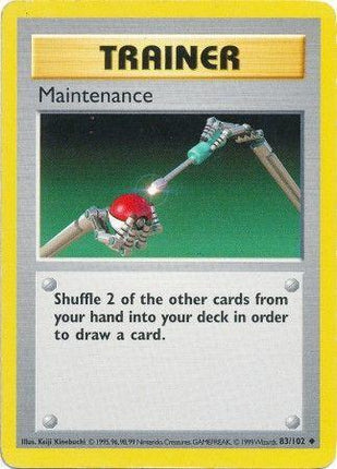 Maintenance 83/102 Uncommon Base Set Shadowless Pokemon Card